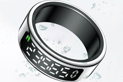 Smart Ring Health Tracker Waterproof Fitness Rings for Heart Rate Sleep-Silver
