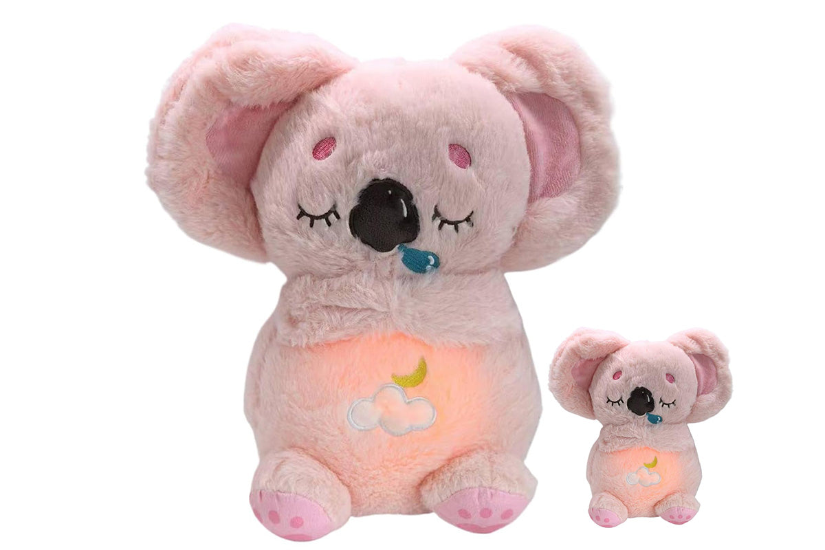 Kawaii Plush Doll Sleeping Companion Soothing Sound and Light Toy-Pink