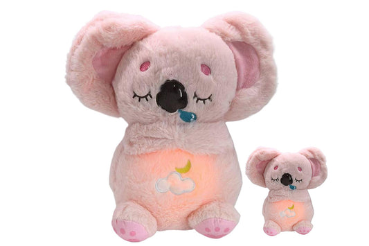 Kawaii Plush Doll Sleeping Companion Soothing Sound and Light Toy-Pink