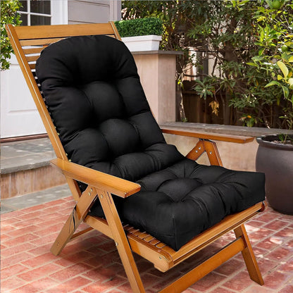Patio Adirondack Chair Cushion High Back Rocking Chair Seat Pad with Ties Black