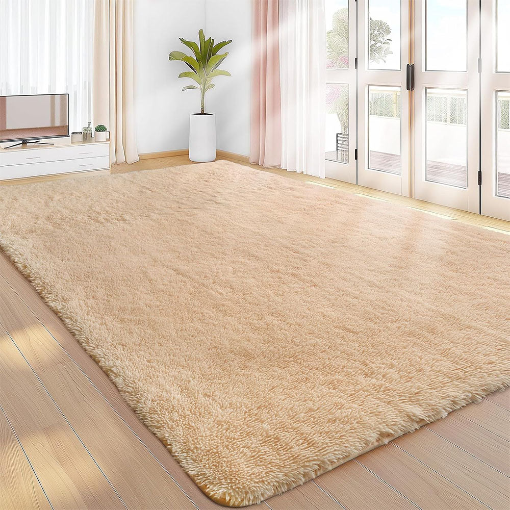 Tie Dye Plush Rug for Bedroom Living Room Dorm-Khaki