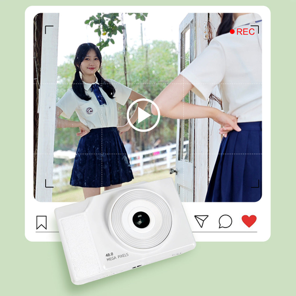 16X Zoom Digital Camera 180 Degree Flip Screen Autofocus Video Camera with 32G Memory Card White