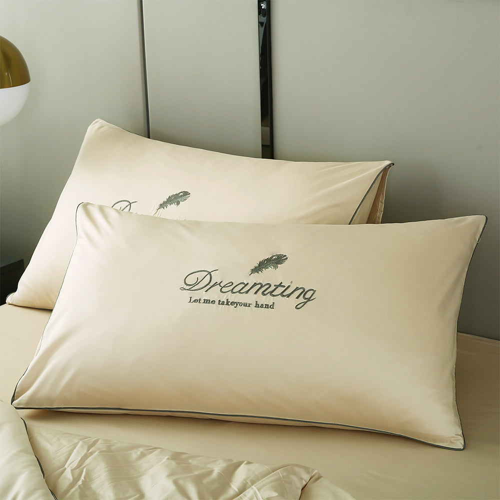 4 Pieces Set Summer Cool Feeling Bedding Set Air Conditioning Comfy Comforter Pillowcase Bed Sheet Khaki