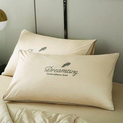 4 Pieces Set Summer Cool Feeling Bedding Set Air Conditioning Comfy Comforter Pillowcase Bed Sheet Khaki