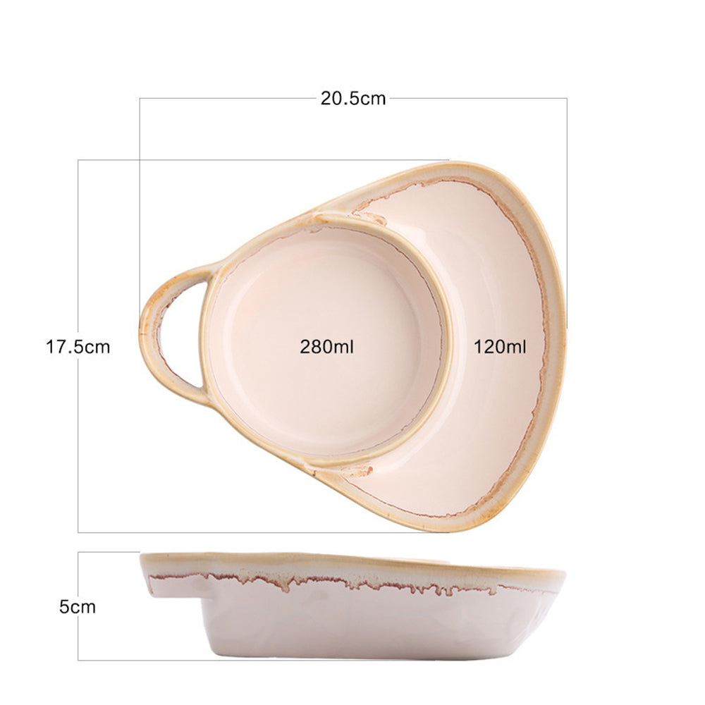 Vintage Breakfast Divided Pan Dual Compartment Ceramic Baking Pan - Apricot