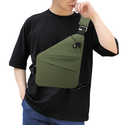 Men Anti-Theft Chest Pack Right Shoulder Sling Bag Travel Sports Crossbody Bag Green