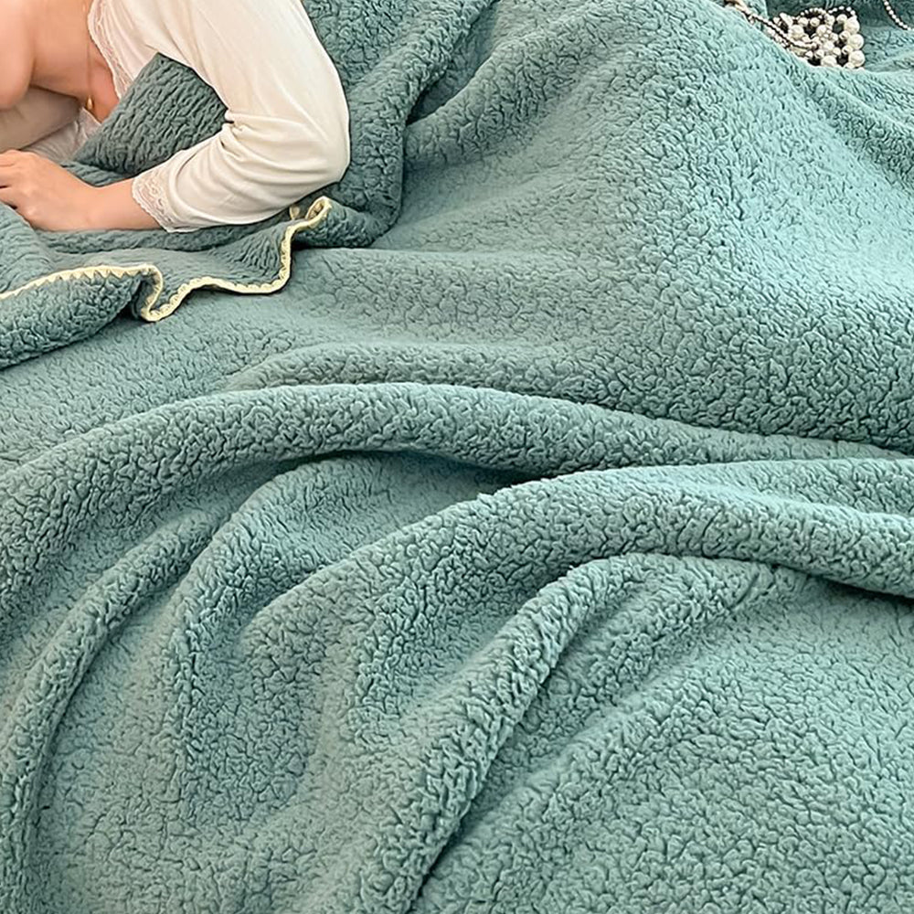 Sherpa Throw Blanket Winter Fuzzy Throws Cozy Blanket Green