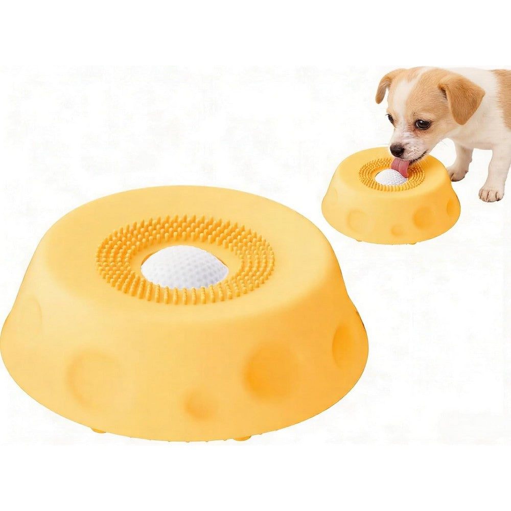 Dog Licking Bowl Slow Feeder Bowls for Yogurt Liquid Treat Interactive Dog Toys-Yellow