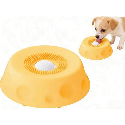 Dog Licking Bowl Slow Feeder Bowls for Yogurt Liquid Treat Interactive Dog Toys-Yellow