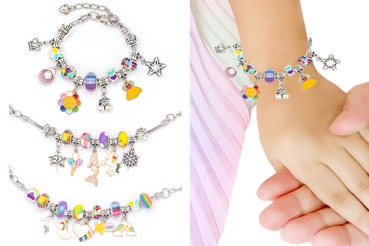 Pendant bracelet making kit includes a total of 63 pieces-colourful