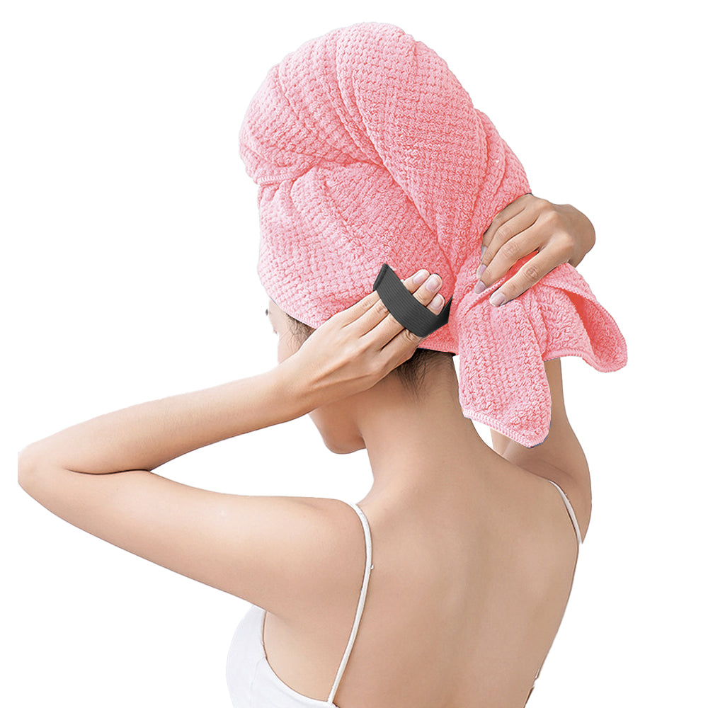 Microfiber Hair Drying Towel Hair Turbans with Elastic Strap