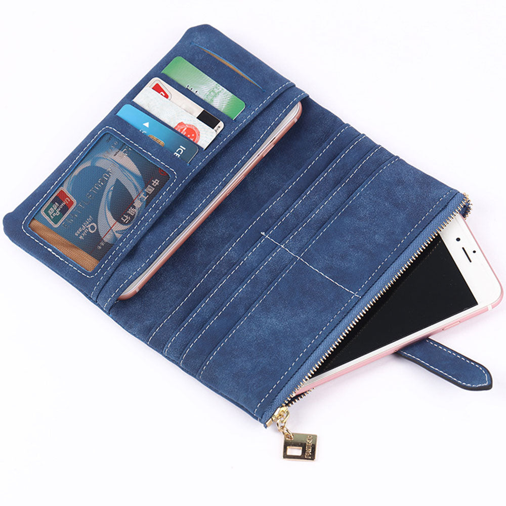 Women Wallet Multi Card Position Clutch Female Multi-Function Coin Purse-Acid Blue