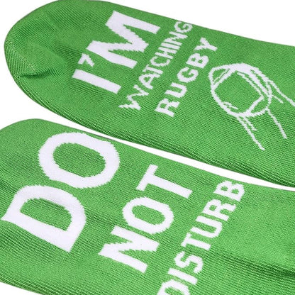 Pair of I'M WATCHING Unisex RUGBY Rugby Socks for Football Lover Green
