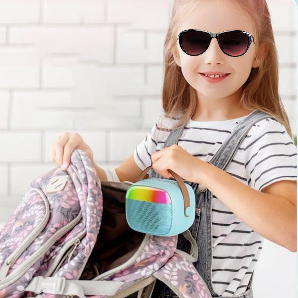 Mini Karaoke Machine with 2 Wireless Microphones Portable Bluetooth Speaker Singing Machine Blue