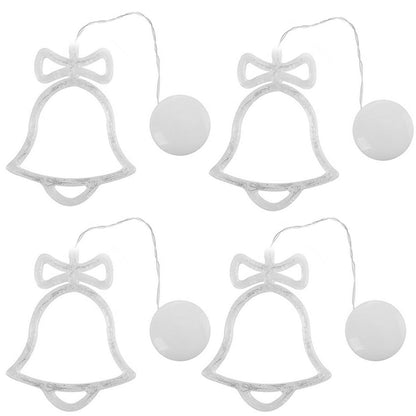 4PCS Christmas String Lights Hanging Window Indoor Outdoor Lights with Suction Cup for Xmas Party Decoration -Bell
