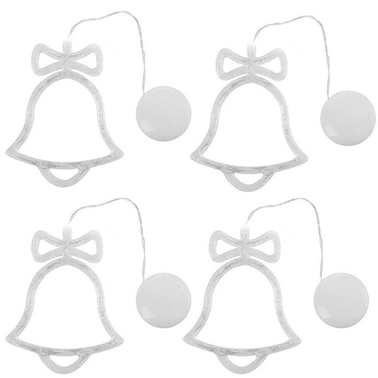 4PCS Christmas String Lights Hanging Window Indoor Outdoor Lights with Suction Cup for Xmas Party Decoration -Bell