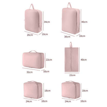 6Pcs Set Packing Cubes for Suitcases Travel Luggage Organizers Clothing Sorting Bags Pink