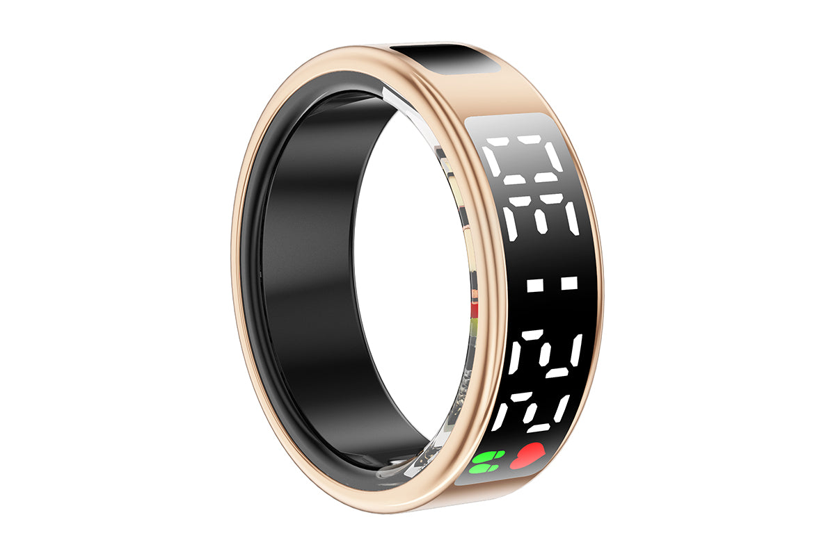 Smart Ring Health Ring Fitness Tracker Ring for Heart Rate Blood Oxygen-Champagne Gold