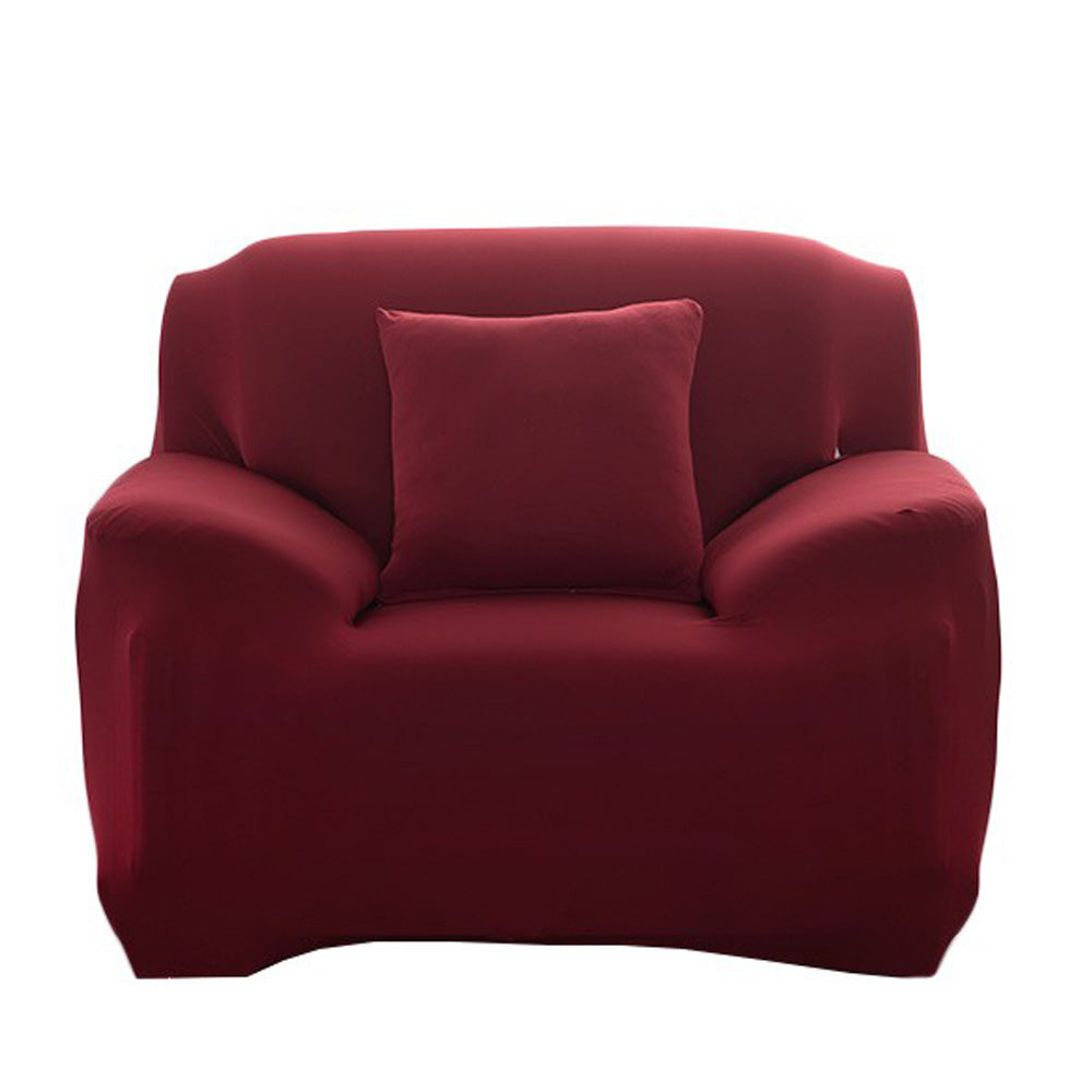 Soft Single-Seater Sofa Cover Breathable Stretch  Non-Slip Sofa Protective-Wine Red