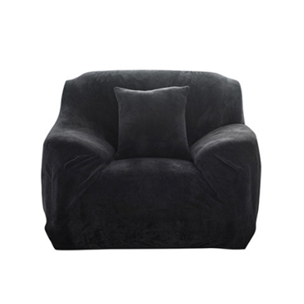Velvet Stretch Sofa Slipcover Sofa Couch Furniture Protector Cover Black