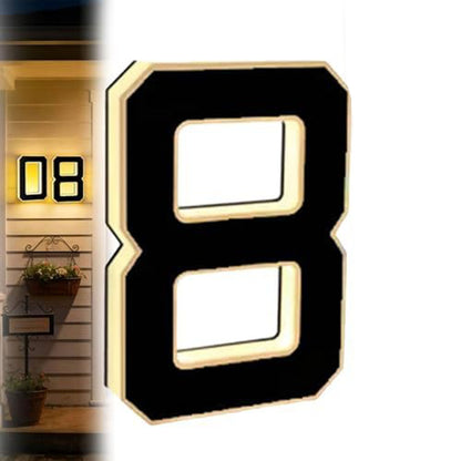 Solar Illuminated Address Sign with Light -Number 8