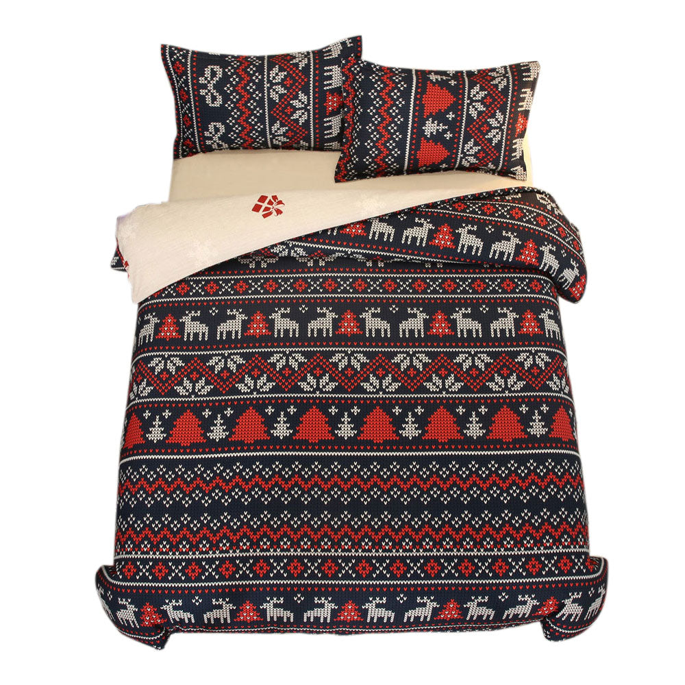 Christmas Pattern Bedding Set Xmas Style Duvet Cover Pillowcase  Home Decor Style 3