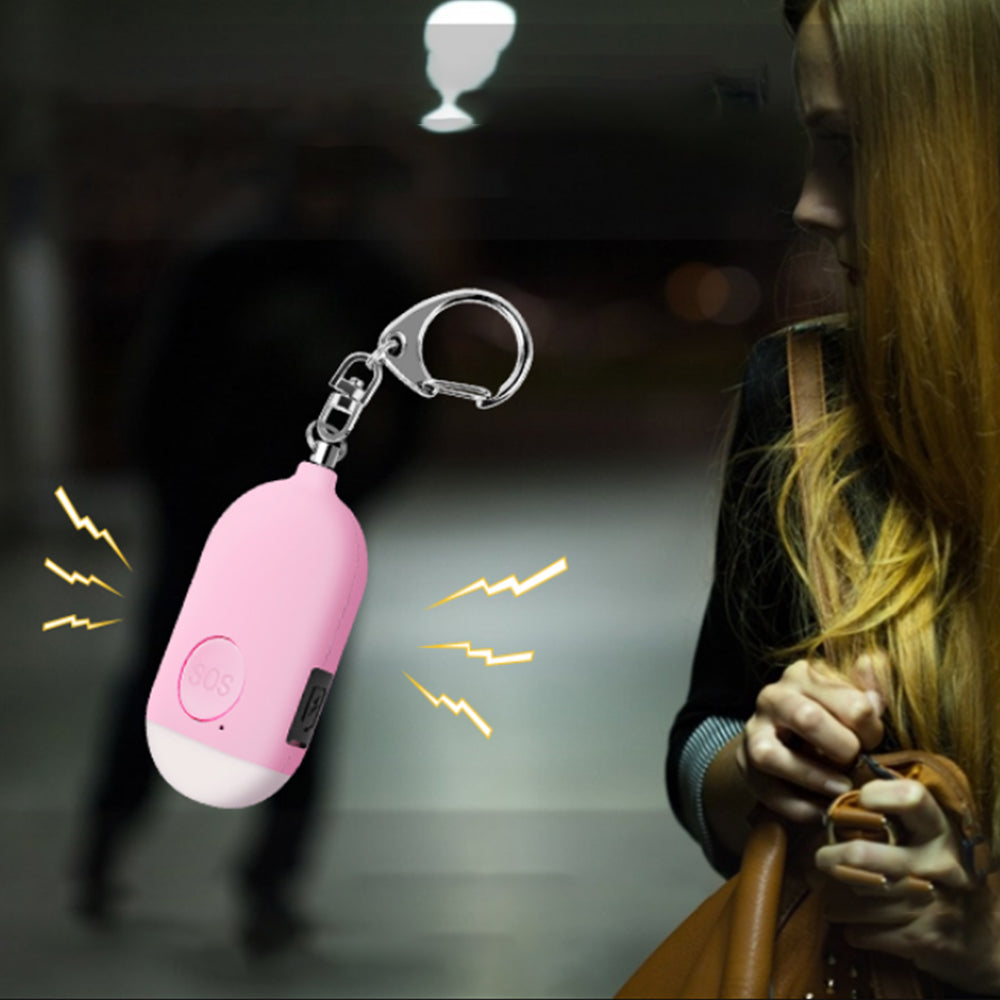 130db Personal Alarm Security Alarm with Keychain LED Flashlight Self Defense Alarm Pink