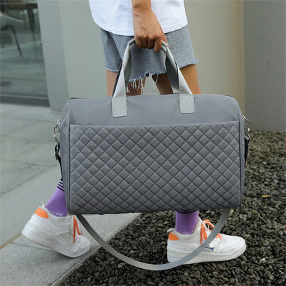 Women Large Travel Duffle Bag Carry-on Overnight Bag Weekend Travel Tote Bag Yoga Gym Bag Gray