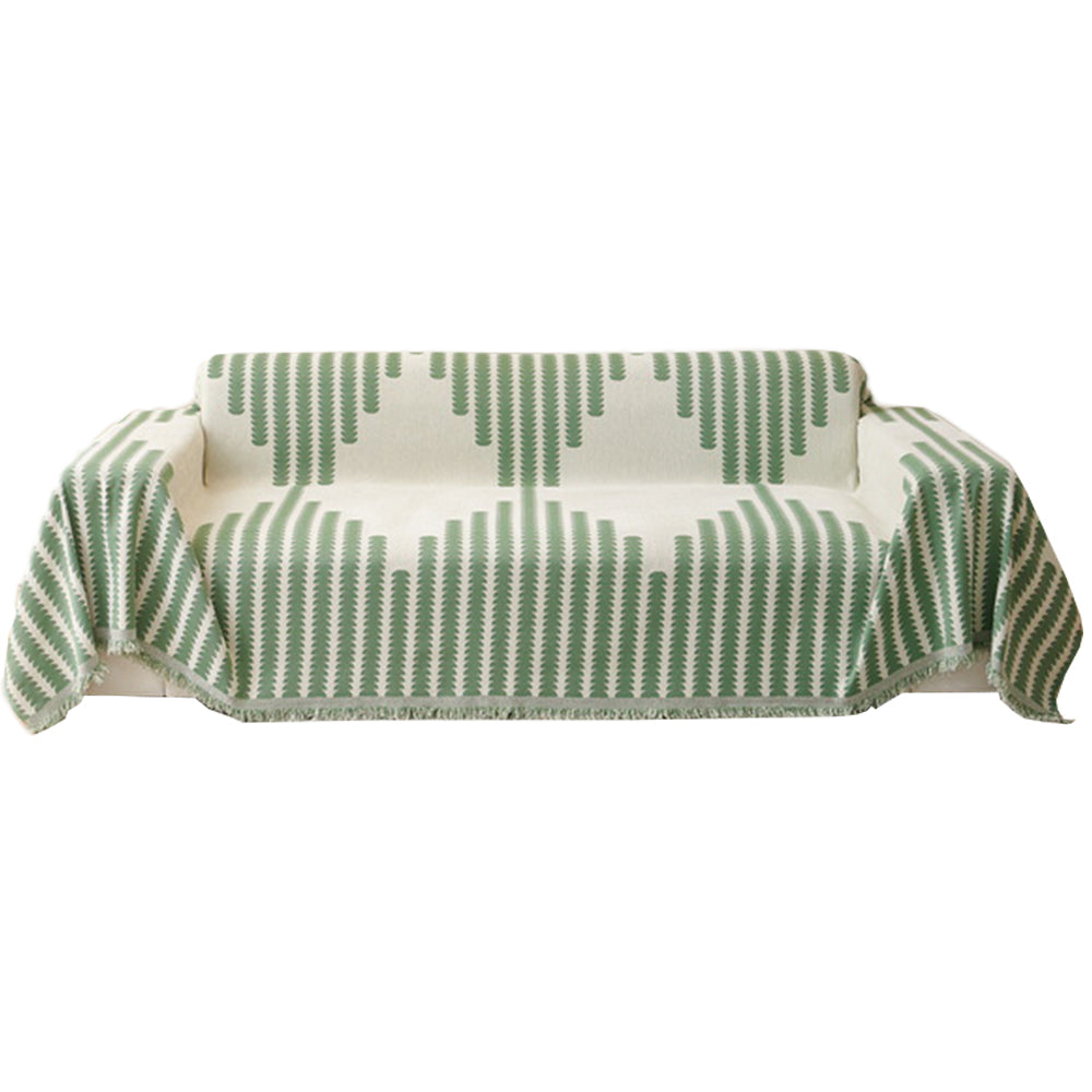 Reversible Sofa Couch Cover Boho Chenille Blanket Green