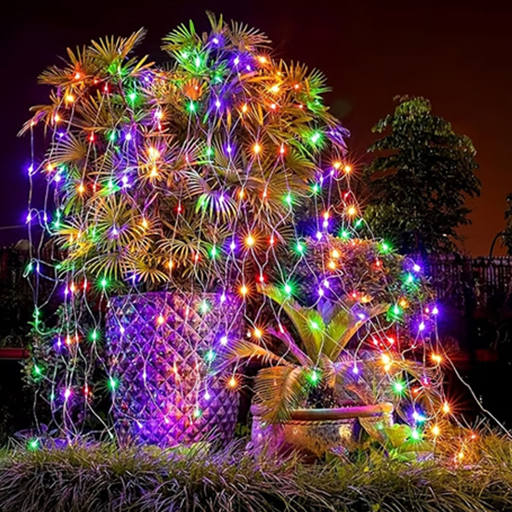 Solar Outdoor Mesh Lights Bush Lights 8 Modes Christmas Net Light - Colorful