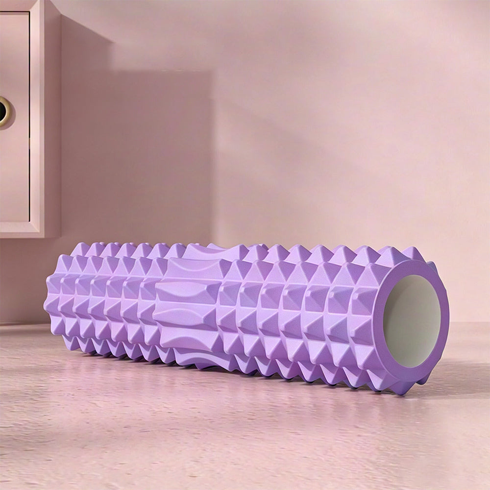 6Pcs Foam Roller Set with Massage Stick and Resistance Band-Purple