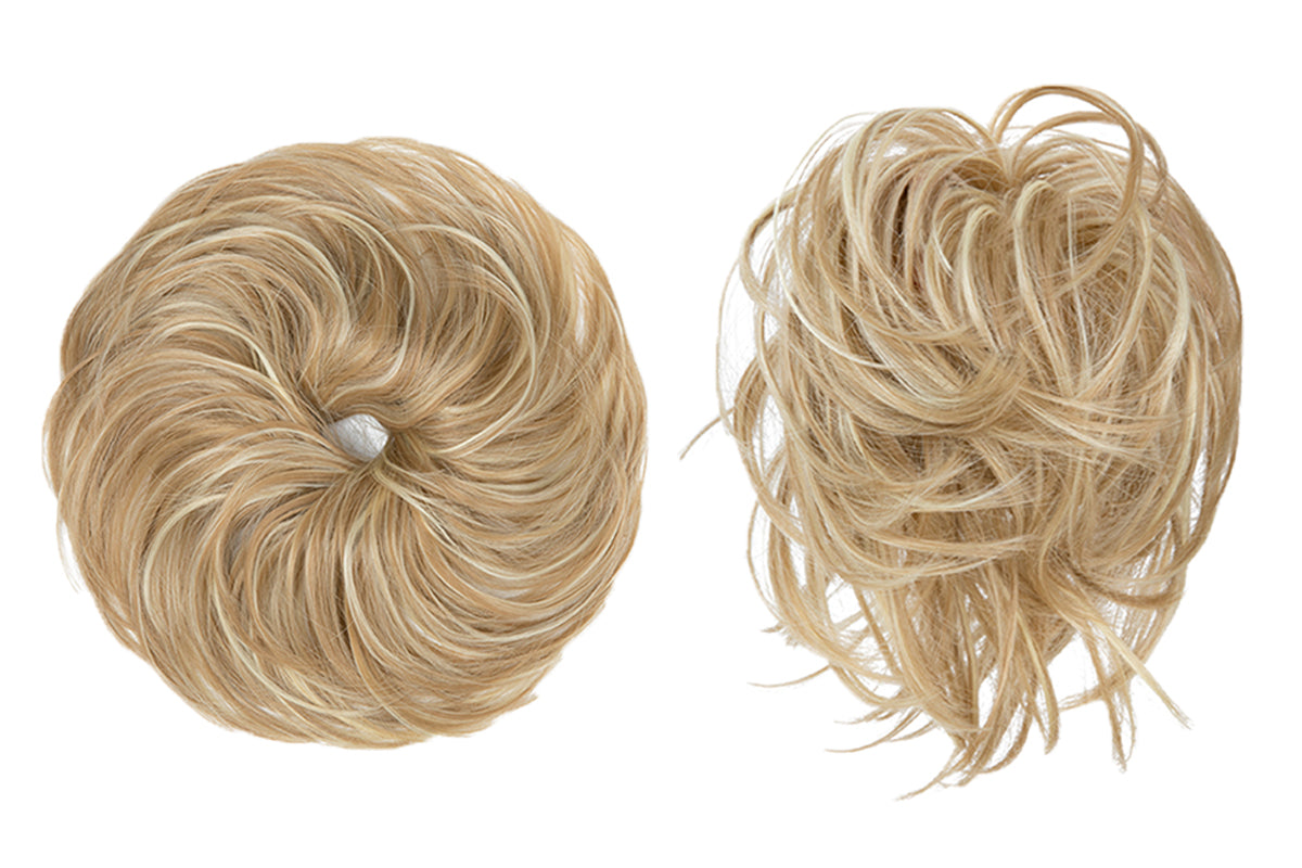 2Pcs 20CM High-Temperature Fiber Natural Messy Bun Scrunchy Thick Messy Bun Hair Piece-Blonde