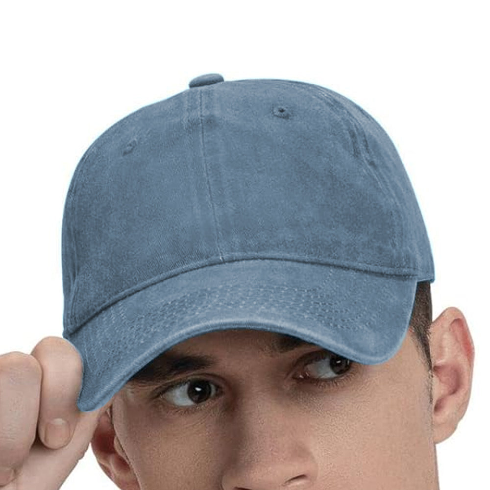 Casual Baseball Cap Adjustable Classic Sport Cap Solid Golf Dad Hat Blue