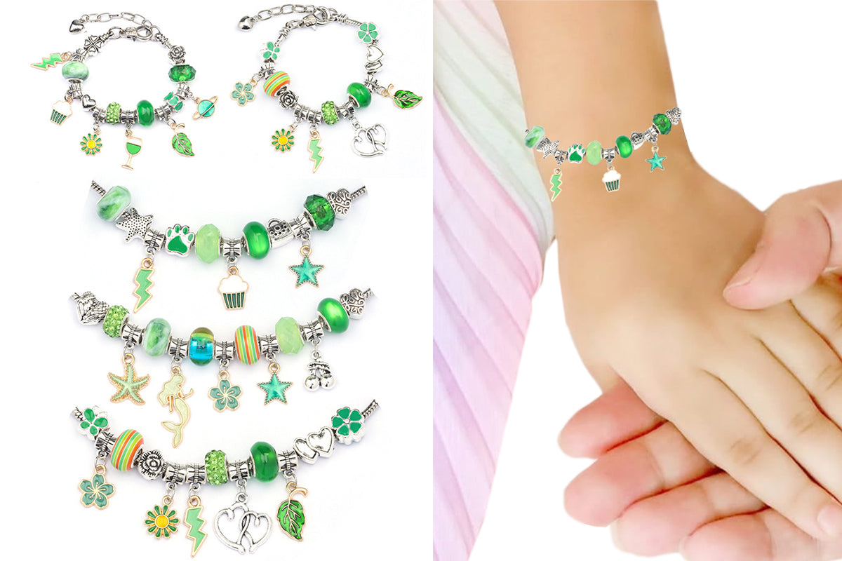 Pendant bracelet making kit includes a total of 63 pieces-Green
