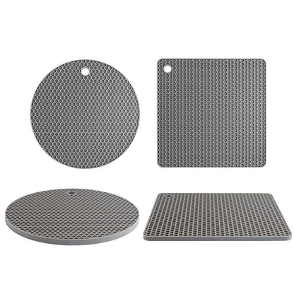 4Pcs Multipurpose Silicone Trivet Mats Heat Resistant Pot Holder Pads for Kitchen Gray