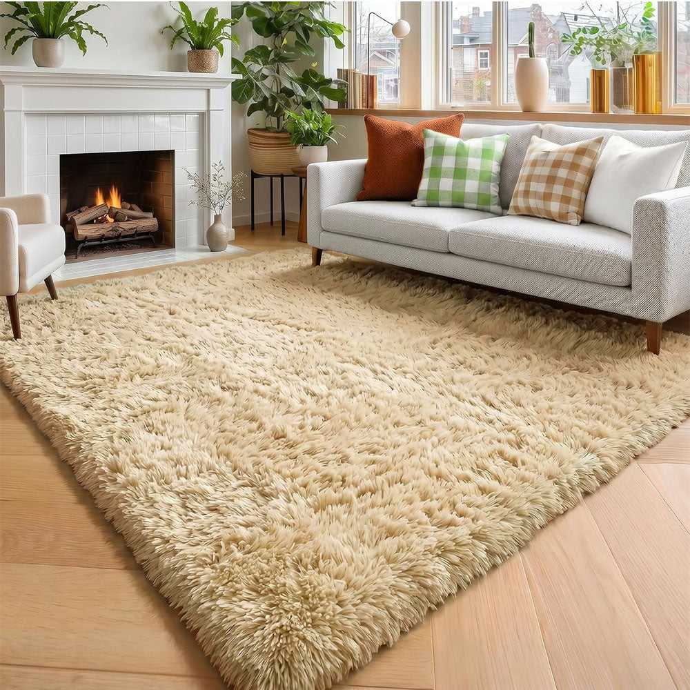 Tie Dye Plush Rug for Bedroom Living Room Dorm-Khaki