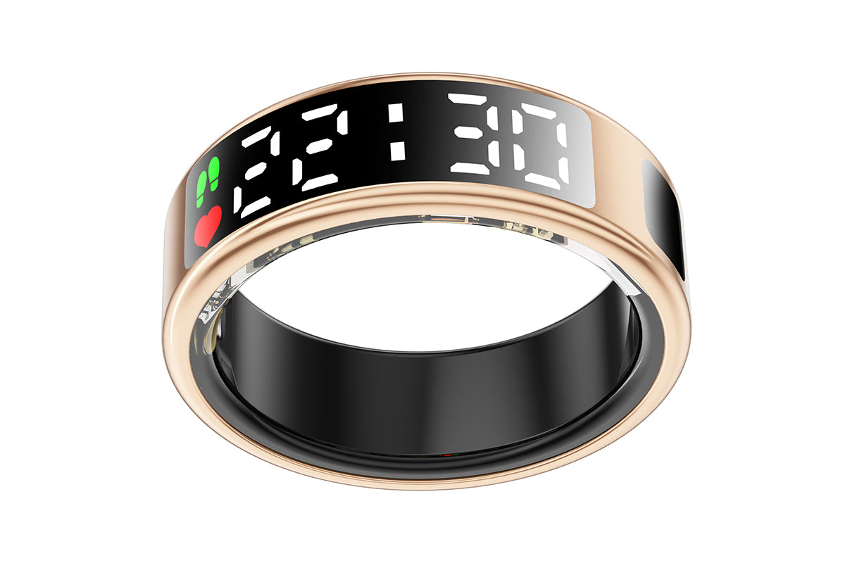 Smart Ring Health Ring Fitness Tracker Ring for Heart Rate Blood Oxygen-Champagne Gold