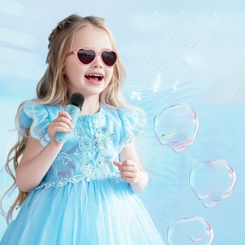 Mini Karaoke Machine with 2 Wireless Microphones Portable Bluetooth Speaker Singing Machine Blue