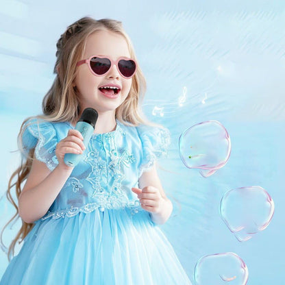 Mini Karaoke Machine with 2 Wireless Microphones Portable Bluetooth Speaker Singing Machine Blue