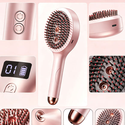 3 in 1 Electric Spray Hair Comb with Mist Function-Pink