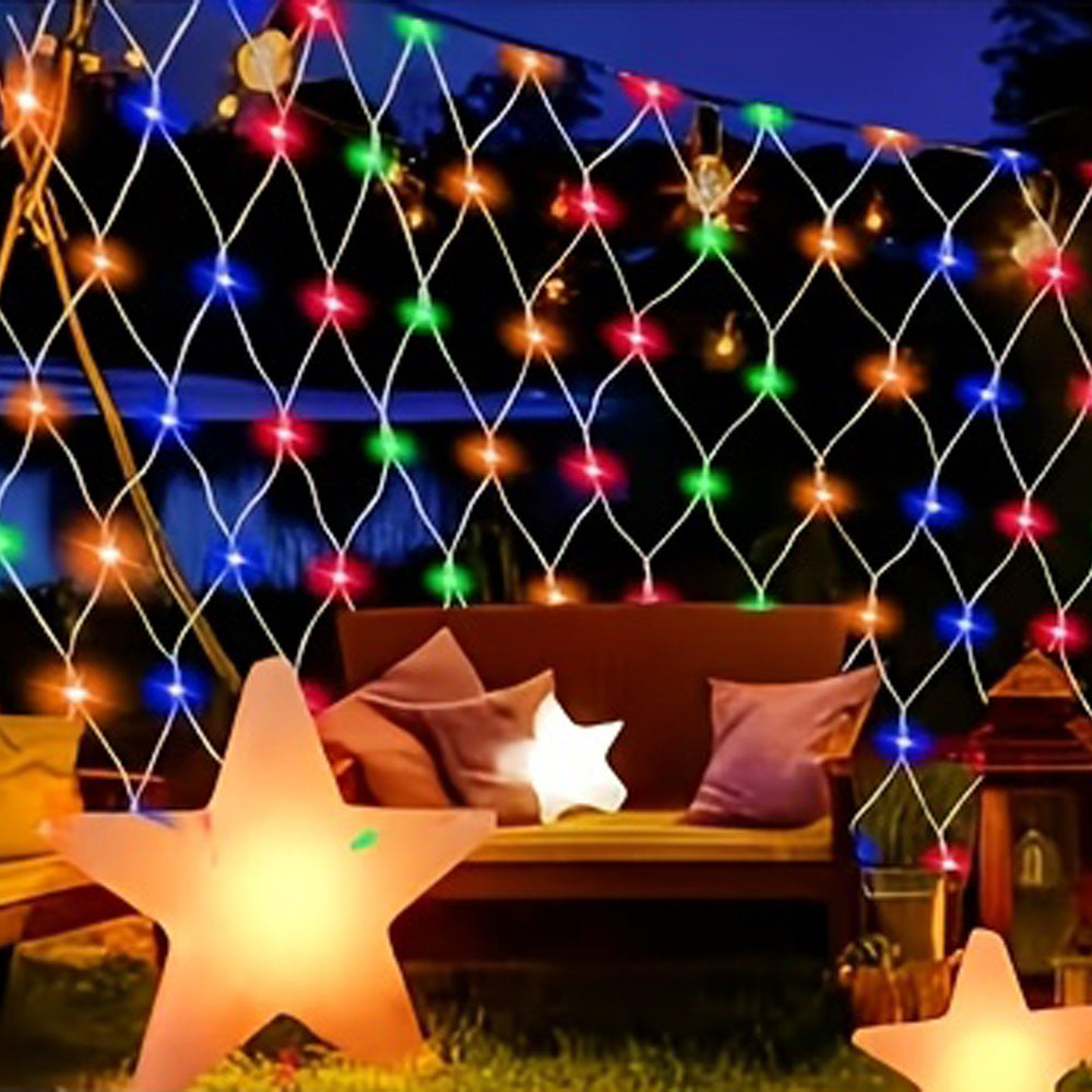 Solar Outdoor Mesh Lights Bush Lights 8 Modes Christmas Net Light - Colorful