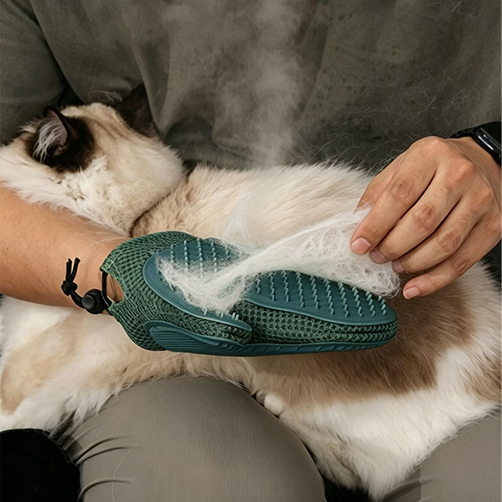 USB Spray Pet Grooming Glove for Cats Dogs - Dark Green