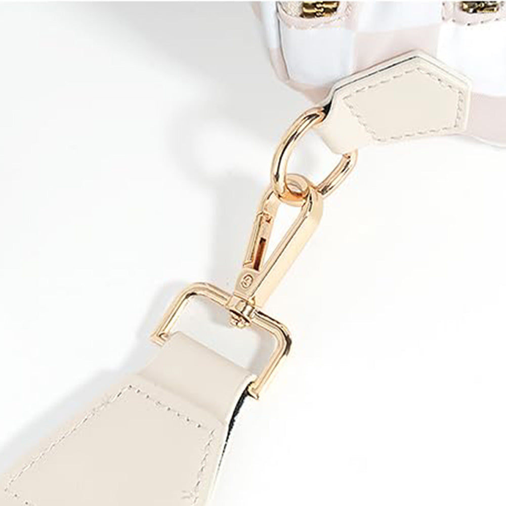 Checkered Crossbody Bag Women Sling Bag with Adjusatble Shoulder Strap Beige