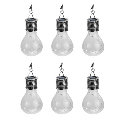 6pcs Outdoor Solar Powered LED Light Bulb Garden Yard Hanging Lamp -Transparent