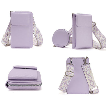 PU Leather Cell Phone Purse Women Small Crossbody Bags Cellphone Wallet Purple