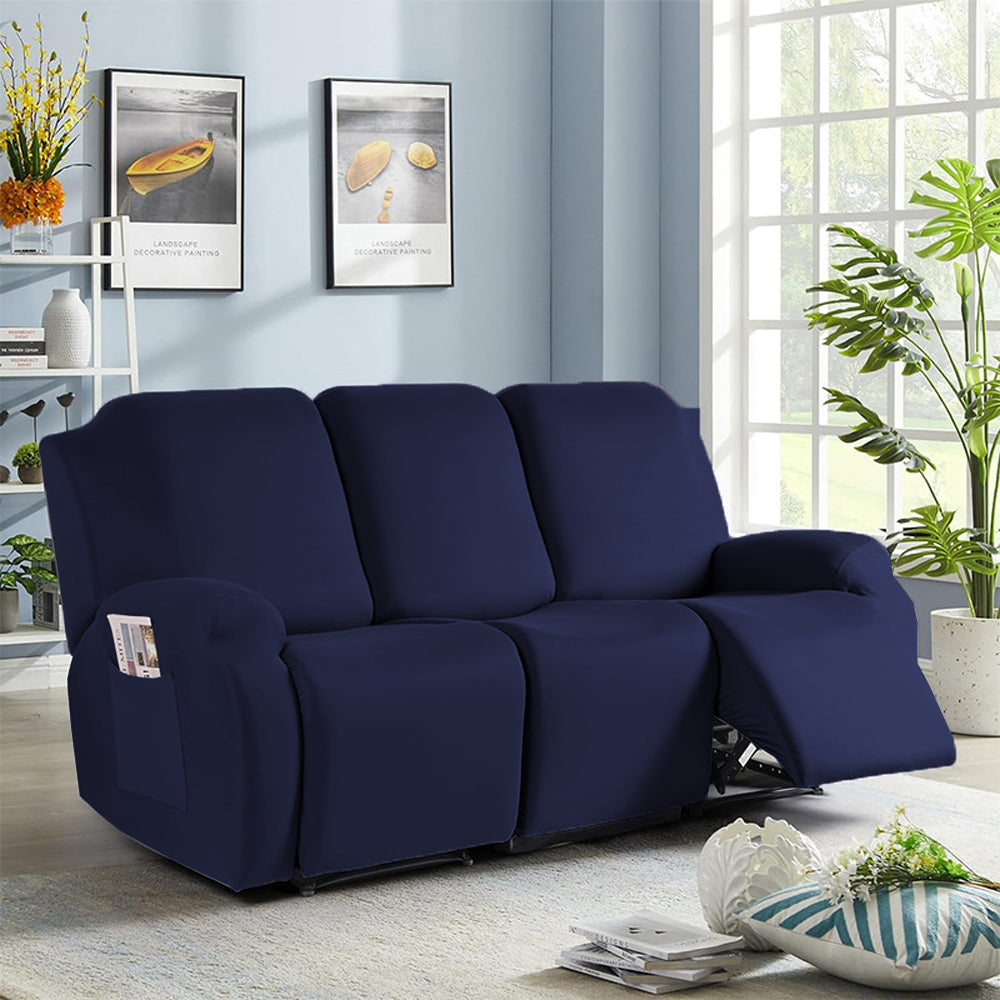 Full Wrapped Stretch Recliner Chair Cover Elastic Recliner Sofa Slipcover Navy
