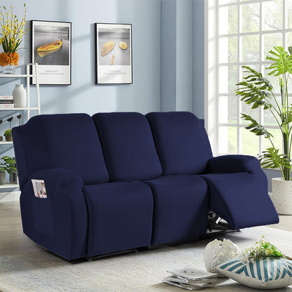 Full Wrapped Stretch Recliner Chair Cover Elastic Recliner Sofa Slipcover Navy