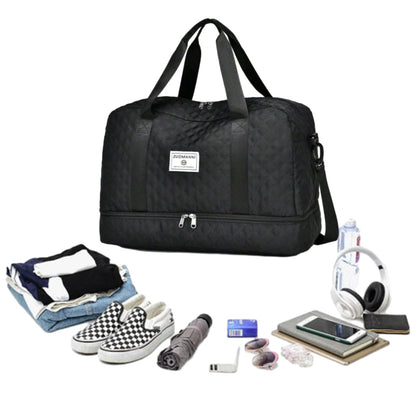 Large Capacity Travel Duffel Bag Versatile Shoulder Crossbody Weekender Bag with Shoe Compartment Black