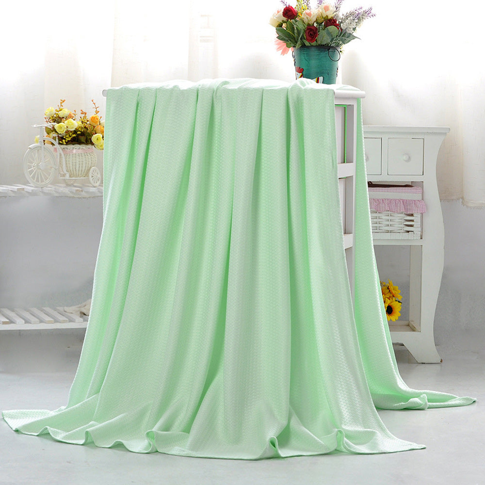 Breathable Summer Blanket Waffle Throw Blanket Air Conditioning Blanket Light Green