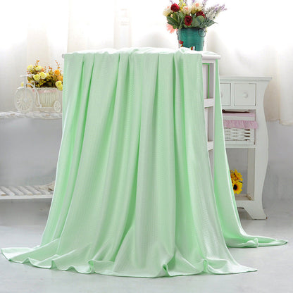 Breathable Summer Blanket Waffle Throw Blanket Air Conditioning Blanket Light Green
